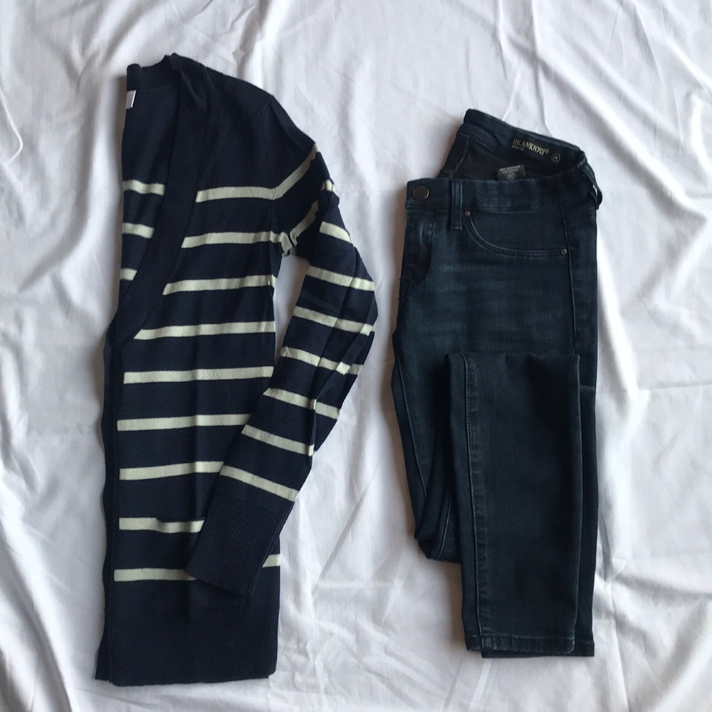 LOFT long striped v-neck cardigan